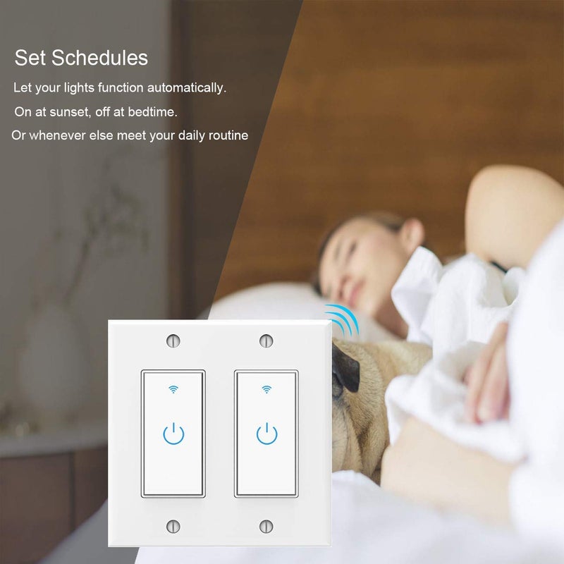 Lesim WiFi Light Smart Switch 2 Gang Touch Wall - Compatible With Alexa Google Assistant and IFTTT - Image 3